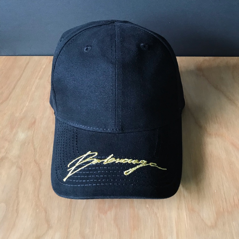 Balenciaga Signature Cap in black and gold cotton